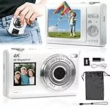 ARNSSIEN Cámara Digital con Doble Pantalla, Autofoco 4K 48MP para Vlog, Incluye Tarjeta de 32GB, Cámaras Compactas, Zoom 16X, Antivibraciones, Regalo Ideal para Niños/Adolescentes/Principiantes, Y5