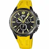 LOTUS Reloj Hombre 18952/4 Special Prices Caja de Acero Inoxidable 316l Negro Correa de Caucho Amarillo