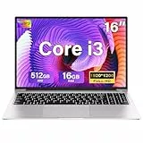 Ordenador Portátil 16 Pulgadas Win11 16+512GB SSD Soporte 1TB SSD Expansión Portátil Gaming Ventilador Refrigeración Core i3（hasta 3,2 GHz） 5G WiFi BT4.2 Mini Puerto Multimedia 1920x1200-Silver