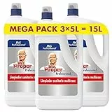 Mr Proper Professional, Limpiador de Baño, 15L (3 x 5L) Elimina los restos de jabón y marcas de agua