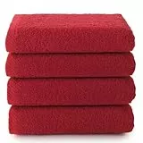 Top Towel - Plus - Toallas baño - 4 toallas de cara o bidet - 30x50 cms - Algodon 100% - Granate