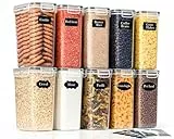 GoMaihe - Juego de 10 tarros de 2 litros: tarros herméticos con tapa para almacenar alimentos | cajas de cocina para pasta y azúcar | Sin BPA | Apto para lavavajillas | Incluye etiquetas y marcadores