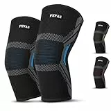 FEVAN Pack 2 Rodilleras Menisco y Ligamento de Compresión | Rodillera Estabilizadora Antideslizante para Hombre y Mujer para Todo Tipo de Deportes | Voleibol, Crossfit, Gym, Correr (AZUL, M).