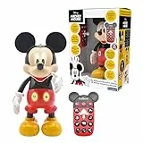 LEXIBOOK, Disney Classics, Mickey Robot Bilingüe, Inglés/Español, 100 cuestionarios educativos, Efectos de luz, Baile, programable, articulado, Negro/Rojo, MCH01i2