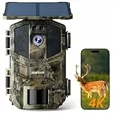 iZEEKER Solar WiFi Cámara de Caza, 4K 64MP Bluetooth con Visión Nocturna, 0,1s Tiempo de Disparo Activado por Movimiento, 5200mAh Batería y Tarjeta Micro SD de 32GB para Observación de Fauna