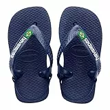 Havaianas Baby Brasil Logo II, Sandalias Unisex Bebé, Navy Blue/Citrus Yellow, 23/24