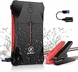 FLYLINKTECH Booster batería 12000mAh 800A (4,0L gasolina, hasta 2,0L diésel) portátil Jump Starter IP67 impermeable Booster de batería para coche, motocicleta, arrancador de coche con luces LED,