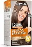 Kativa Kit Alisado Brasileño - Tratamiento Alisado Profesional en casa - Hasta 12 Semanas de duración - Alisado Keratina - Keratina Vegetal - Sin formol - Fácil de aplicar.