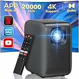 Proyector Portátil,【Netflix/Prime Video/Youtube】 Nativo 1080P 20000 Lúmenes 4K Soporte, iZEEKER Proyector WiFi Bluetooth, Dolby Audio, HDR10, Enfoque Eléctrico, 4D/4P Keystone para Android/PC/USB