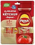 Prima Ketchup monodosis sabor original elaborado con tomates españoles. 12 bolsitas