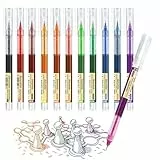 Surcotto Bolígrafos de gel, 12 bolígrafos de tinta de gel de colores de 0,5 mm, secado ultrarrápido, bolígrafo de gel para escribir, dibujar y delinear, bolígrafos de colores para estudiantes,