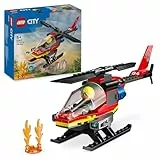 LEGO City Helicóptero de Rescate de Bomberos de Juguete, Set de Construcción con Minifigura de Piloto, Regalo para Niños y Niñas de 5 Años o Más, Juego Imaginativo 60411