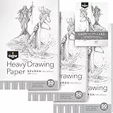 Castle Art Supplies Bloc de dibujo pesado de 5 x 8 pulgadas, paquete de 3, 50 hojas cada una (160 g/m²/44.5 kg), papel de artista extra blanco, suave, sin ácidos, el bloc para todos los artistas (5 x