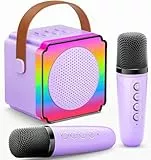 Gontence Karaoke Micrófono Inalámbrico Infantil, Regalo Juguetes para Niñas y Niños 3-15 Años, Karaoke con 2 Micrófonos, Luces LED y Efectos de Voz, Regalo Juguetes para Niñas 3-12 Años