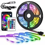 MXTIMWAN Tira LED RGB 5M,Luces LED Habitación,Tiras LED,Fancy Leds,Tiras Led de Interior,Tiras de Led Adhesivas con mando a distancia y aplicaciones, sincronización de música, modo temporizador