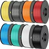 SUNLU Filamento para Impresora 3D Multicolor, 1.75mm 2kg, 8*250g Bobina, Negro+Blanco+Gris+Verde menta+Amarillo limón+Naranja soleado+Rojo cereza+Azul cielo