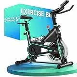DMASUN Bicicleta Estática en Casa con Resistencia Ajustable, Bicicleta Estatica Silenciosa con Monitor LED, Cómodo Cojín de Asiento, App Propia, Capacidad de 160 kg, Entrenamiento Aeróbico