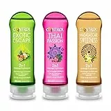 CONTROL Kit de 3 Geles 2in1 Masajes y Lubricante: Exotic Escape, Thai Passion, Madagascar Sweatness - Efecto Calor Agradable - 600 ml Total