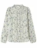 Springfield Long Sleeve Blouse with Pleats and Double Fabric Ruffles Blusa De Manga Larga, Azul, 40 para Mujer