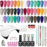 VANREESA Uñas Semipermanentes Kit Completo, Kit Manicura Semipermanente 21 Colores Pintauñas Semipermanentes con 36W U V/LED Lámpara, Kit Esmalte Semipermanente Regalos para Señoras