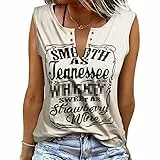 heekpek Camiseta sin Mangas Mujer Verano Cuello en V Casual Tops Estampado Camisetas Básicas sin Mangas Mujer Sexy Sleeveless Shirt tee, Blanco, XXL