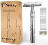 Kanzy Maquinilla de Afeitar Doble Filo para Hombre y Mujer con 10 Cuchillas, Safety Razor Set de Afeitado Manual Adecuado para Todos Cuchilla Clasica