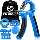 FitBeast Hand Grip para Antebrazo Ejercitar – Paquete de 5 Piezas, Fortalecedor de Agarre de Manos Ajustables, Ejercitador de Manos, para Estirar Los Dedos, Anillo para Entrenar y Pelota Anti Estrés
