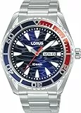 Lorus Reloj Analógico de Cuarzo para Hombre con Pulsera de Acero Inoxidable, Plata/Azul