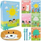 SANIWANI Cuadernos de caligrafía mágica para niños a partir de 3 años, reutilizables en español, Pack de 5 libros, aprender a dibujar, escribir y números con método groove.
