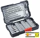 kwb Caja de 39 piezas con vástago hexagonal, broca de metal HSS, 4 brocas para piedra y puntas PH, PZ y TX, incluye avellanador, portapuntas y puntas de llave de vaso