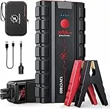 FLYLINKTECH Arrancador de Baterias de Coche 5000A 20000mAh Arrancador de Coches (para 10.0L Gas y 9.0L Diesel), Salida QC3.0, 12V para Autos, Camiones, SUV