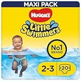 Huggies Little Swimmers Pañales Bañadores para Bebé Talla (3-4), Barreras Anti-Escapes para Una Máxima Protección en el Agua, 20 Pañales Desechables