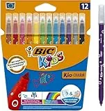 BIC Kids Kid Couleur rotuladores punta media - colores Surtidos, Blíster de 12 unidades