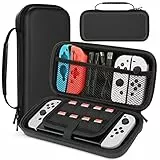 HEYSTOP Funda para Nintendo Switch y Switch OLED, Funda de Viaje para Nintendo Switch con Más Espacio de Almacenamiento para 8 Juegos, Funda para Nintendo Switch Console & Accesorios (Negro)