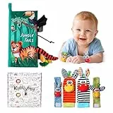 Kiddlybby – Libro Blando Sensorial Bebé + Sonajero de Muñeca | 0‑6/6‑12 Meses | Texturas Suaves, Estimulación Temprana, Regalo Educativo Niño y Niña