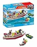 PLAYMOBIL Action Heroes 71464 Bote de Bomberos con Moto acuática, emocionante Rescate, con Gafas de Buceo y Aletas, Juegos de rol imaginativos y Divertidos, Juguetes para niños a Partir de 4 años