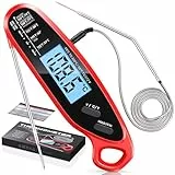 Babacom Termometro Cocina Digital Lectura Instantáneo, Meat Thermometer con 2 Sondas,Calibración y Pantalla Retroiluminada. Termómetro Carne Ideal Para Vino y Cerveza,Horno,Parrilla y Freidora de Aire