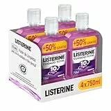 Listerine Cuidado Total (4x750 ml), enjuague bucal formato ahorro, colutorio encías con 10 beneficios en 1, elixir bucal con 12 h de protección, para unos dientes blancos