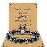 VGWON Pulsera para Hombre, Triple protección 8 mm Hematita Azul Negra Cuenta de Piedra Natural de Ojo de Tigre Pulsera curativa Regalo para Hombre