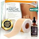 SUPER PACK ROIKKO® De Parches Cicatrizantes 4CM x 3M + Rosa Mosqueta Para Cicatrices PREMIUM | Tiritas Cicatrizantes | Silicone Scar Sheets | Parches Silicona Cicatrices