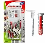 fischer EasyHook Angle K (6), Juego de 6 tornillos y tacos DuoPower 6 x 30, con gancho en ángulo, para tablero aglomerado para instalar en numerosos materiales de construcción