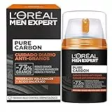 L'Oréal Paris Men Expert Crema Cuidado Diario Anti-Granos Pure Carbon, Reduce Imperfecciones, Hidrata y Matifica el Rostro, Con Minerales Volcánicos y Ácido Salicílico, 50 ml