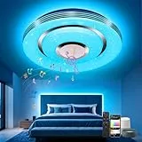EASY EAGLE Plafon LED Techo con Altavoz Bluetooth, Compatible con Alexa y Google Home, RGB Lampara Led Techo Regulable con Mando a Distancia y APP para Dormitorio Salón Baño Habitacion, 30CM 28W