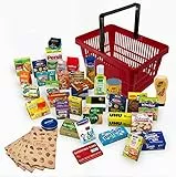 Christian Tanner - Comida Miniatura Set de Supermercado con Cesta de Compra de 42 Piezas Comida Juguete Mini Miniaturas Comida de Juguete Colores Realistas Educación Juegos para Niños