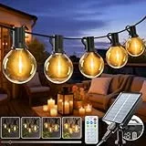 kolpop Guirnaldas Luces Exterior Solar, 10M Guirnalda Solar Exterior de Control Remoto, 8 Modes Regulable y Temporizador, Recargable por USB, Impermeable para Terraza, Jardín,Patio, Fiesta