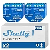 Shelly Plus 1, Relé Interruptor Inteligente Wi-Fi & Bluetooth, Luces Inalámbricas, Compatible Con Alexa & Google Home, Control remoto por iOS Android App, No necesita hub (2 Piezas)