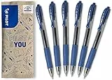PILOT Caja de 6 G2 - Bolígrafos Roller de Tinta de Gel - Retráctiles y Recargables - Excelente Comodidad de Escritura - Azul - Punta Media