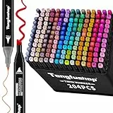 Tongfushop Rotulador de 204 Colores, Rotuladores Alcohol 2S Secado Rápido, Marcadores Permanent Doble Punta con Bolsa de Almacenamiento y Espaciador para Bocetos, Cómics, Colorear, Ilustrar, Esbozar
