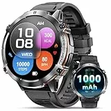 OUKITEL Reloj Inteligente Hombre, Smartwatch Hombre 1.73' AMOLED con Llamadas, 100 Días de Batería, Pulsómetro SpO2, 10 Metros Impermeable, Monitor Sueño, Podómetro, 100+ Modos Deportivos iOS Android