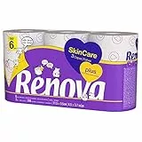RENOVA Skin Care Plus Papel Higiénico Decorado Perfumado, 6 Unidades (Paquete de 1)